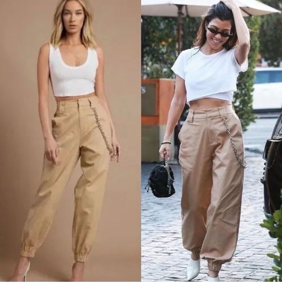 I.AM.GIA Pants - I.AM.GIA Tan Women's Joggers with Chain Detail